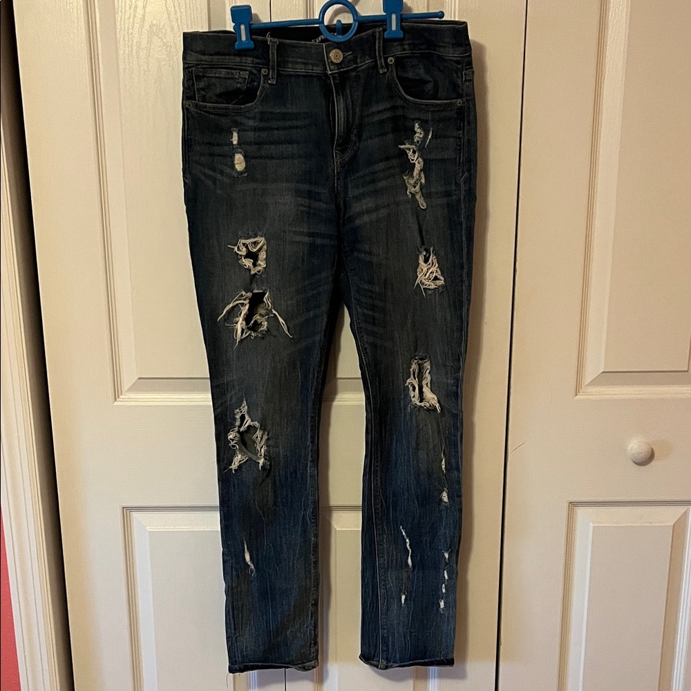 EXPRESS Distressed Women’s Mid Rise Blue Jeans